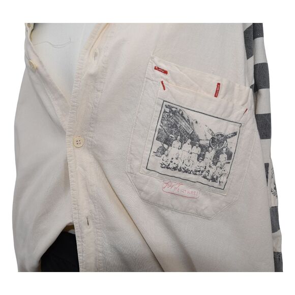 Sergio Valente 80s Oversized Striped Shirt XL Vintage Aviation Cotton - Picture 3 of 13